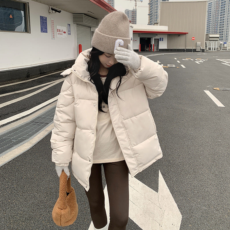 Short Cotton Jacket Women's Warm Hooded Windproof Cotton-padded Jacket