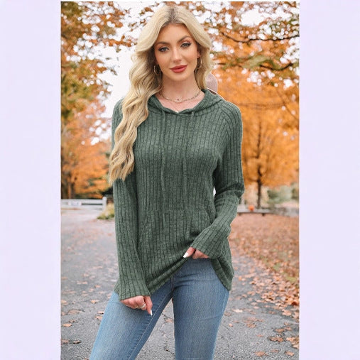 Hooded Sunken Stripe Kangaroo Pocket Sweatshirt