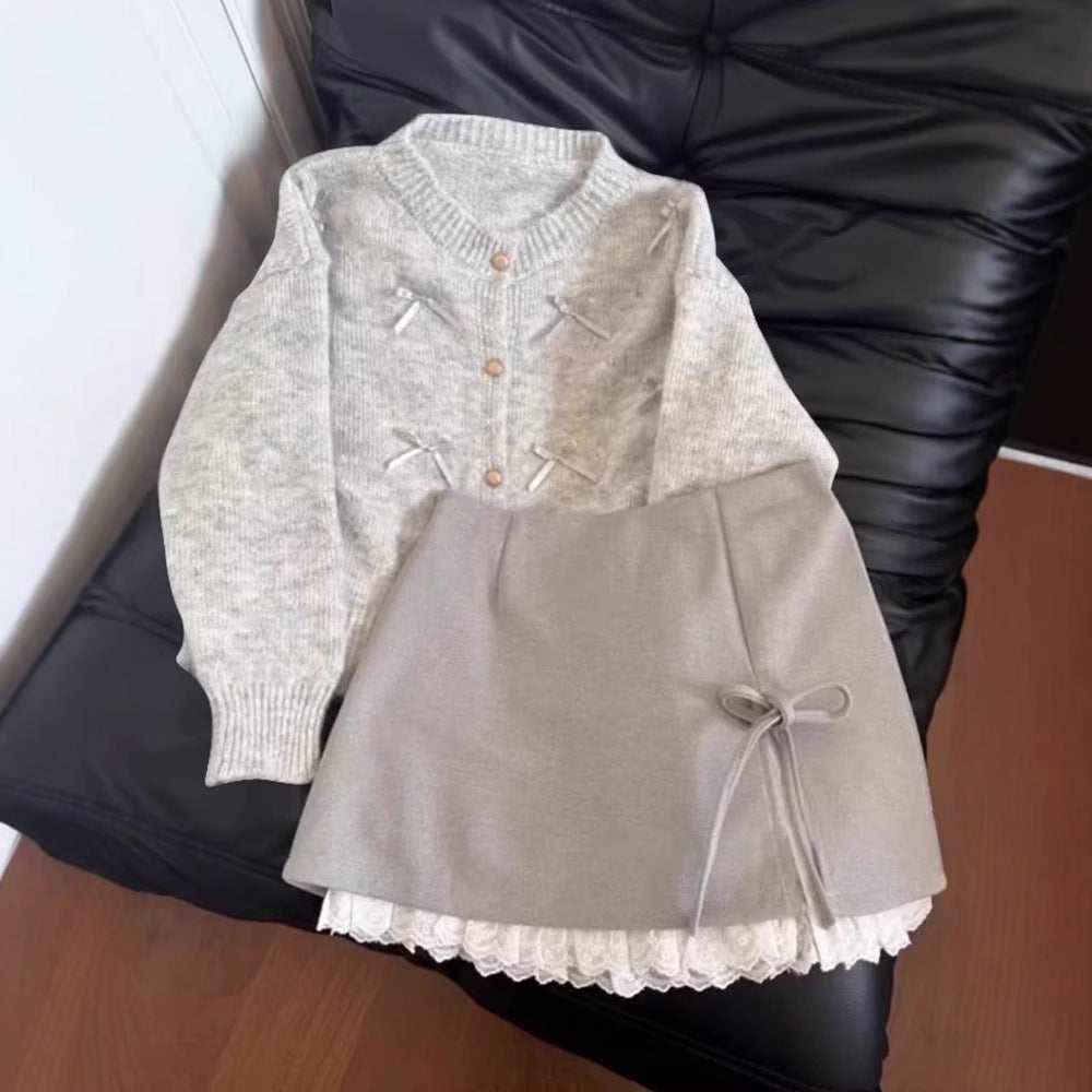 Gray Knitted Sweater For Women Autumn And Winter
