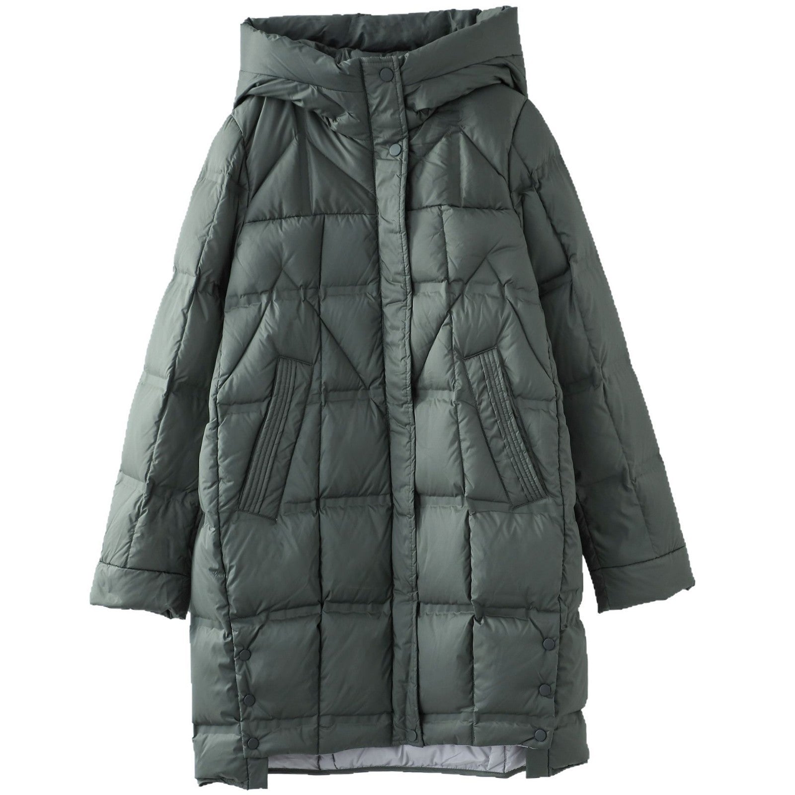 Autumn And Winter New Mid-length Adhesive Hooded Lightweight Down Jacket Women