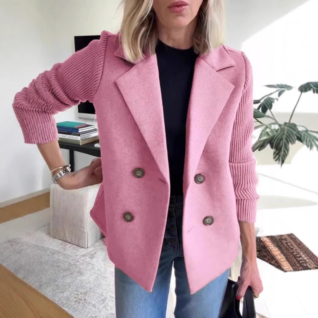 Women's Elegant Wool Stitching Woolen Coat Commuter Suit