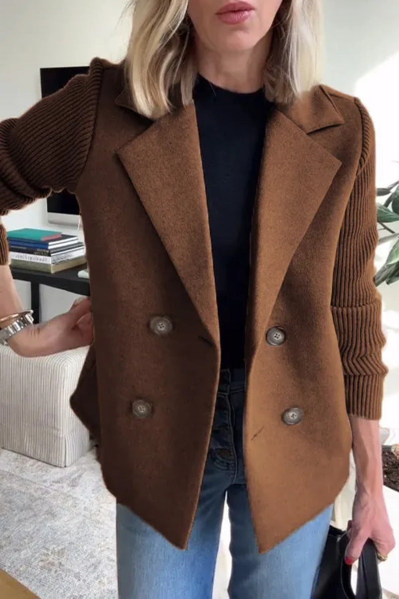 Women's Elegant Wool Stitching Woolen Coat Commuter Suit