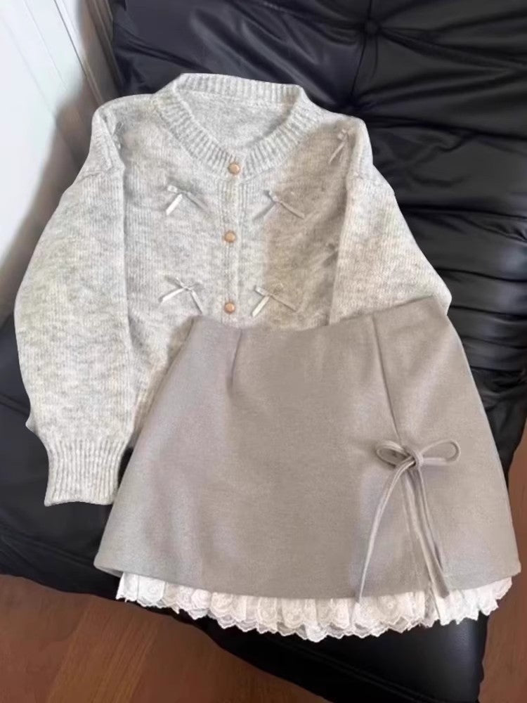Gray Knitted Sweater For Women Autumn And Winter