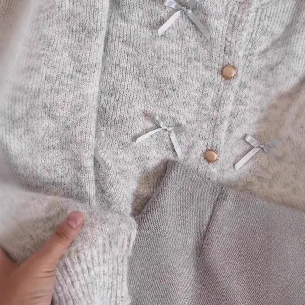 Gray Knitted Sweater For Women Autumn And Winter