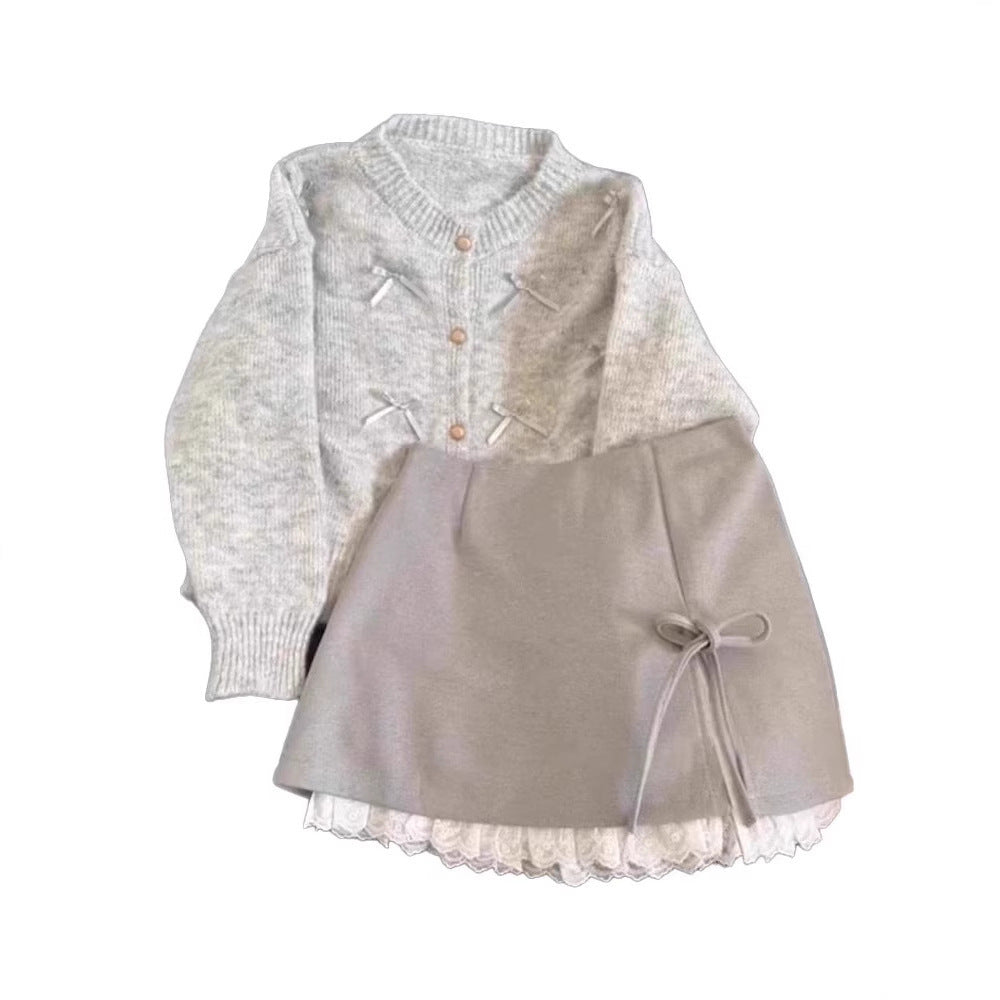 Gray Knitted Sweater For Women Autumn And Winter